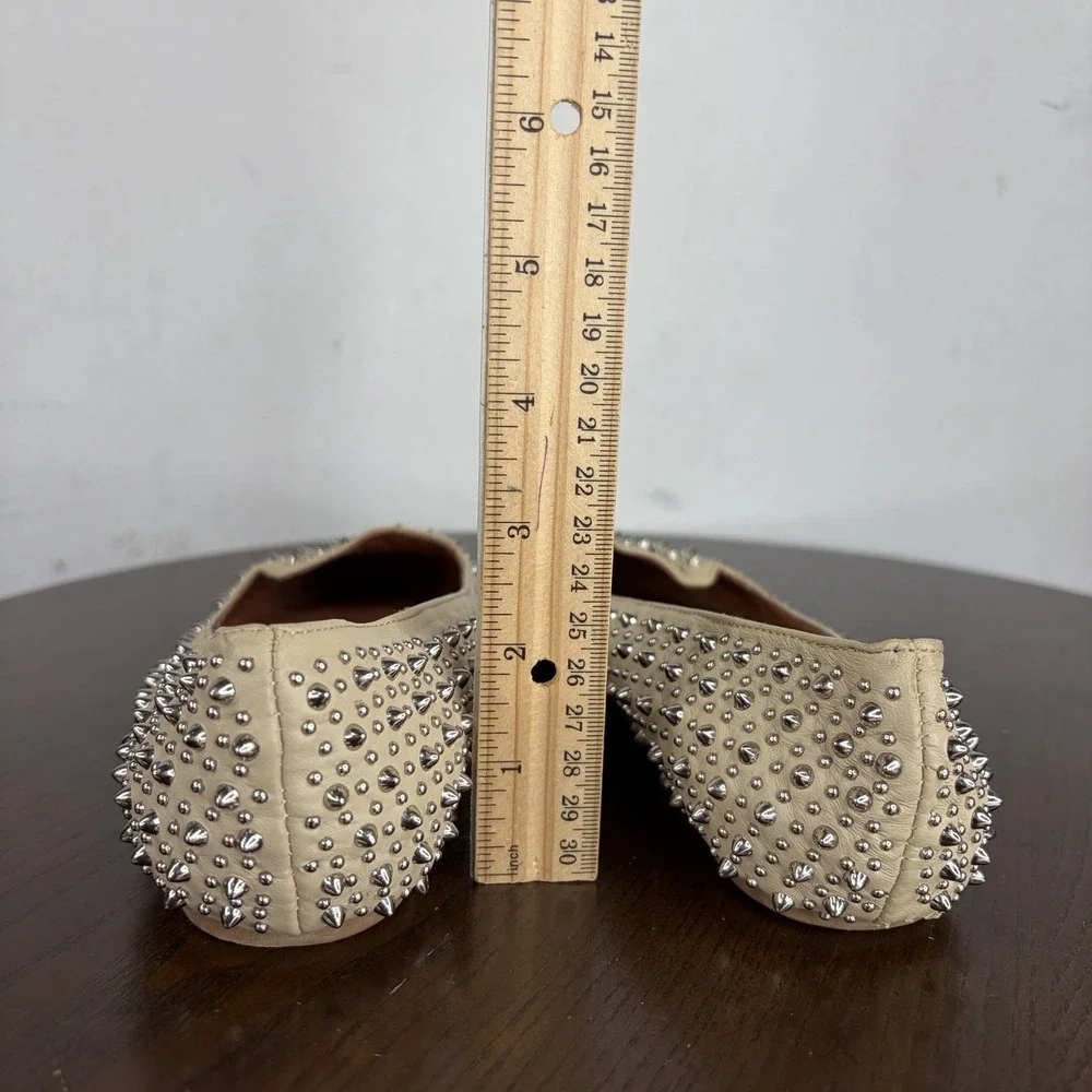 Jeffrey Campbell Martini Loafer Shoes Women's 7.5 Nude Studded Spiked Flats
